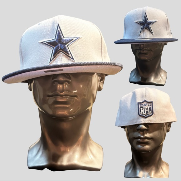 Dallas Cowboys New Era 59Fifty Fitted Cap White & Blue Baseball Hat NFL - Picture 7 of 7